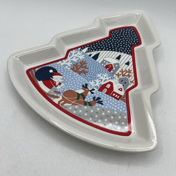 Noritake Twas the Night Before Christmas Christmas Tree Tray Dish 80s Kitsch 8" - Picture 1 of 7